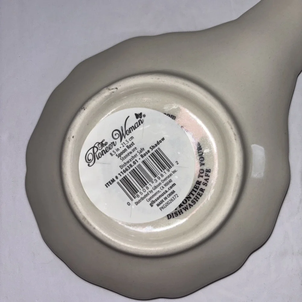 Pioneer Woman Retro Rose Shadow Yellow Floral Stoneware Spoon Holder  8.75